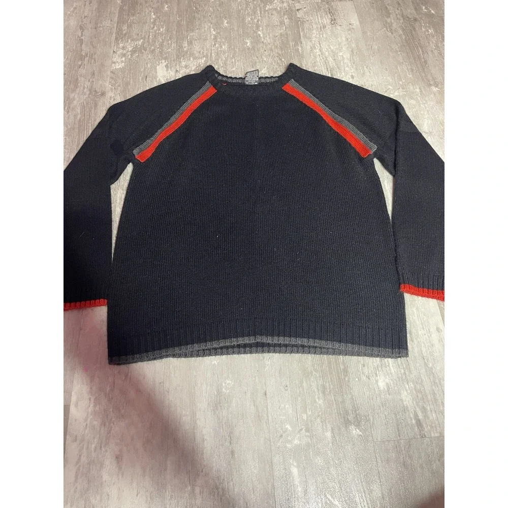 Y2K Vintage Ferruche Sweater Ribbed Raver Cyber Mall Black Men's XXL D0102‎